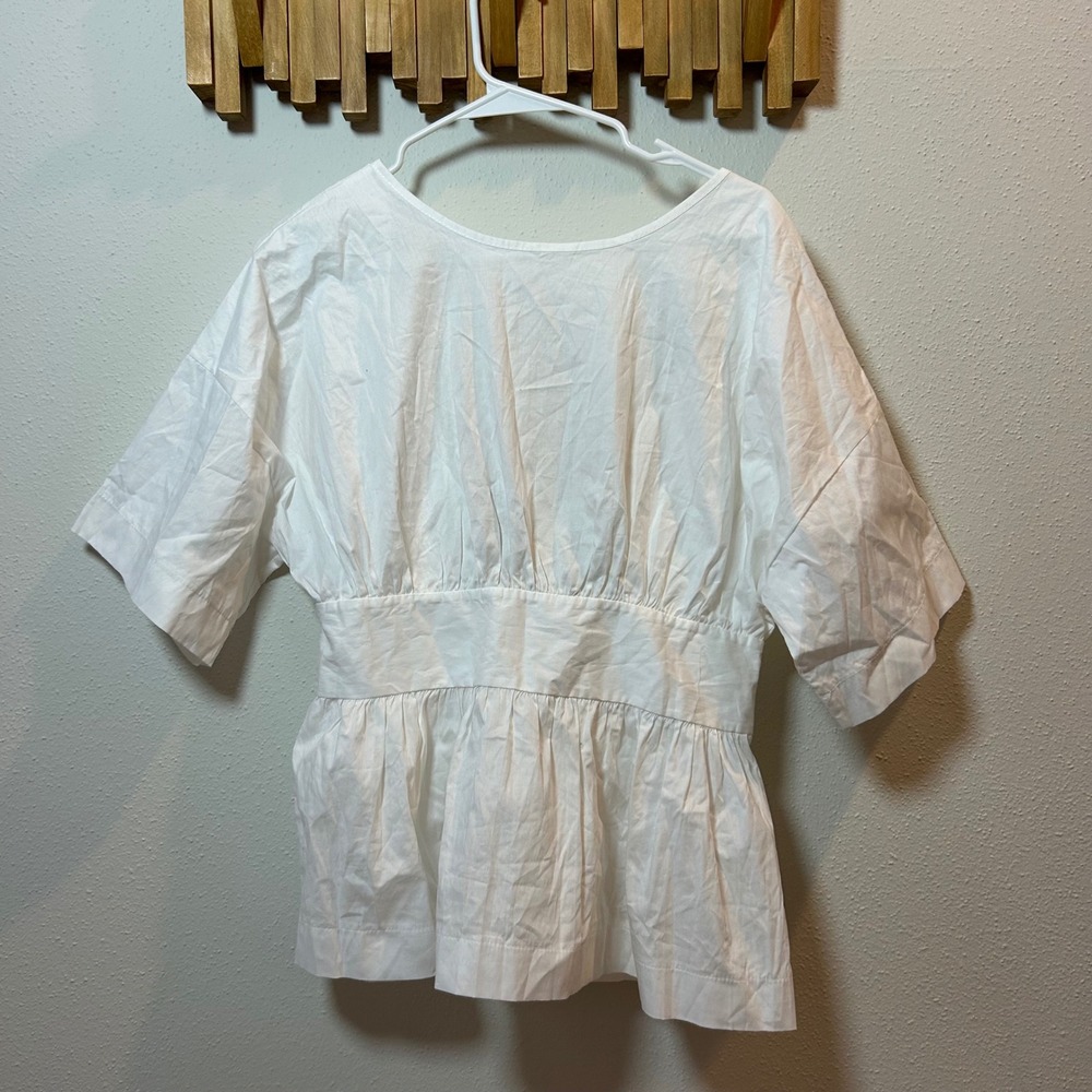Easy Clothes White Peplum Top Back Bow Tie Flare Sleeve‎ Made in Italy - Picture 3 of 8